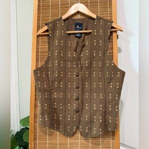 LizSport Liz Claiborne Vintage Brown Linen Blend Vest